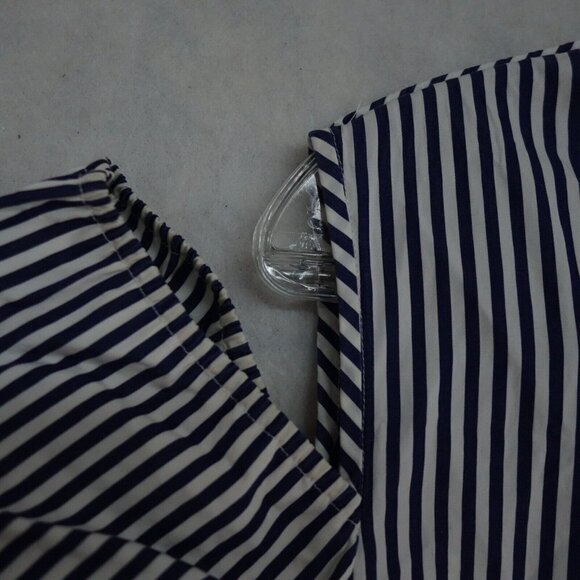 Holy Caftan Cold Shoulder Shirt Dress Women's Size 40 White/Blue Striped Cotton - Picture 6 of 13